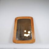 Mid-century modern sculptural wall mirror, oak, crystal glass, Glas & Trä, 1960s
