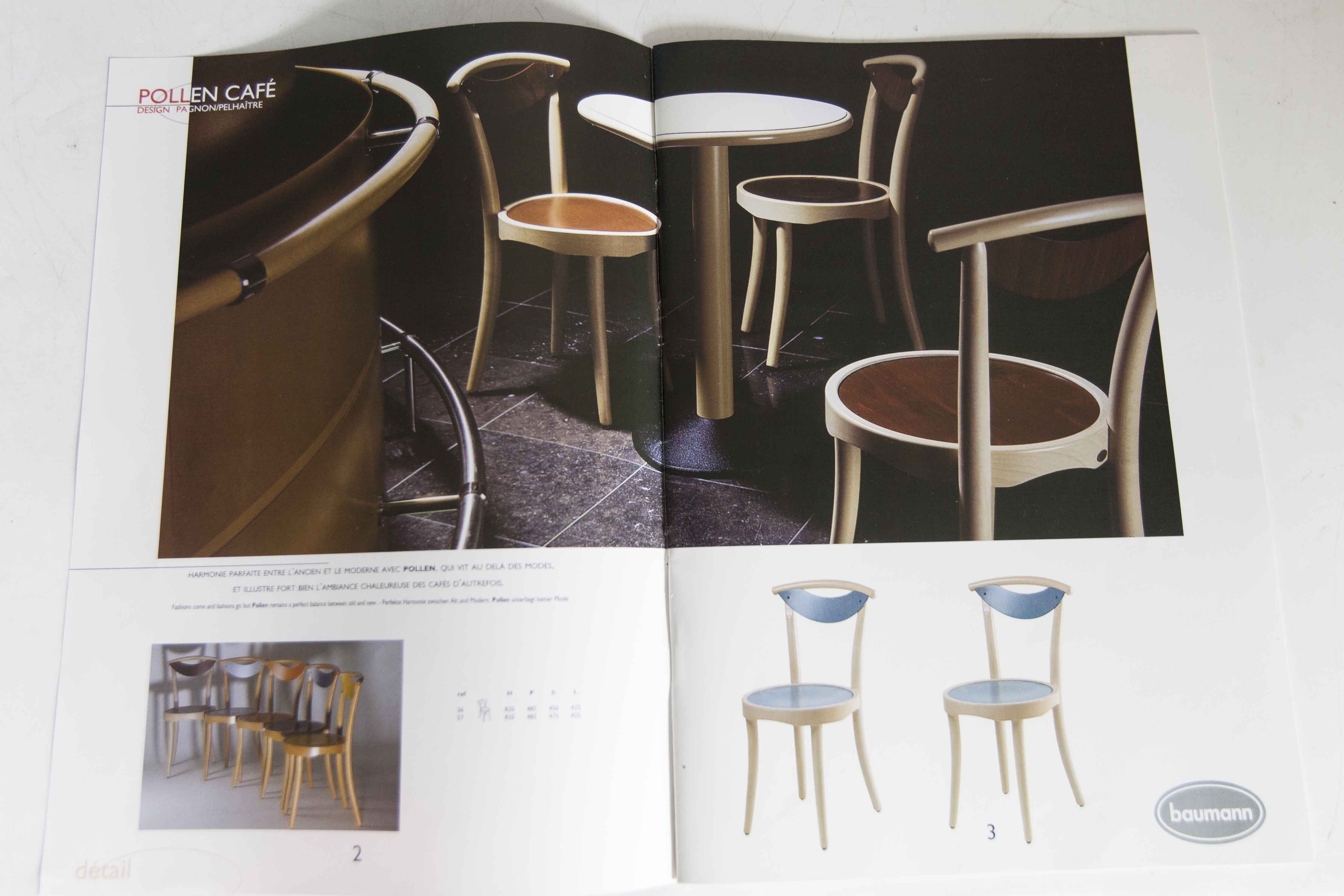 set of 4 chairs bistro Baumann model "Pollen café" design Pagnon / Pelhaître 1997