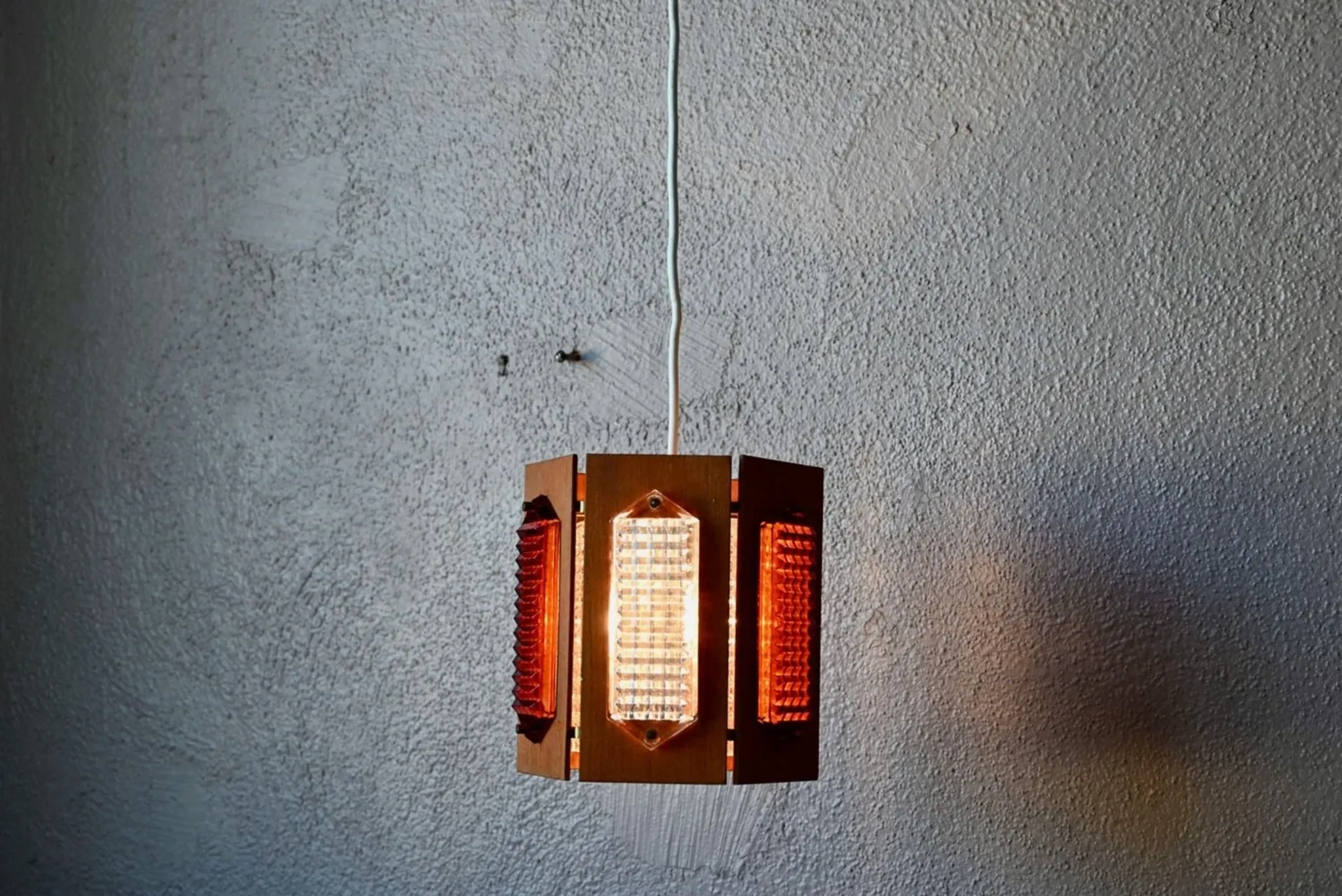 Scandinavian suspension teak pressed glass Wiktor Berndt A-lighting 1960s