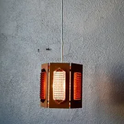 Scandinavian suspension teak pressed glass Wiktor Berndt A-lighting 1960s