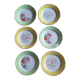 Lot 6 flat plates Flowers Yellow Green Lunéville mismatched