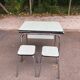 Paire de tabourets acier et formica vert acqua et acier