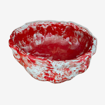 Corbeille à fruits en céramique rouge et blanche