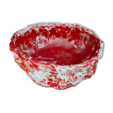 Fruit basket in red and white ceramic