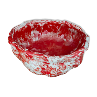 Fruit basket in red and white ceramic