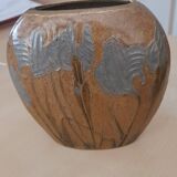 Art Deco style enameled metal vase