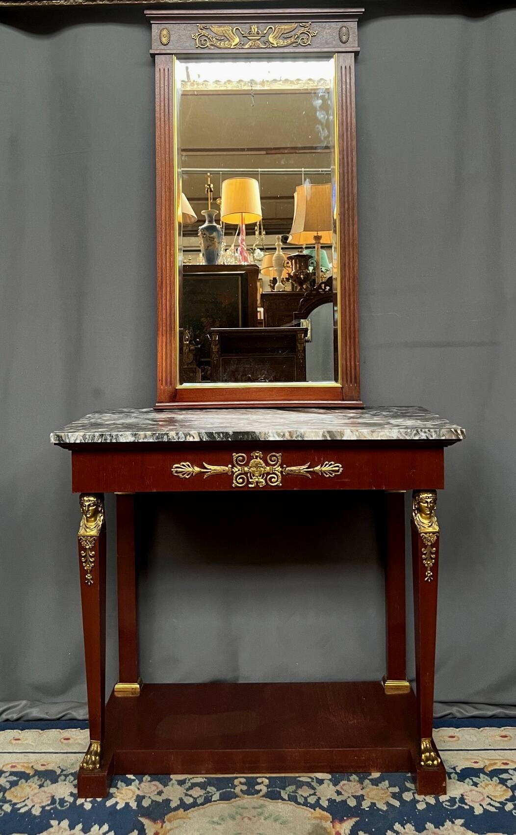 Console and mirror set in Empire style.