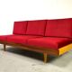 Daybed in beech and red fabric by jitona, vintage czech 1970s