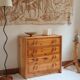 Chest of drawers with 4 drawers in solid pine, rustic mountain style, 1970s.