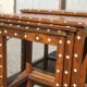Series of 4 wooden trundle tables with mother-of-pearl inlays, Orient XXth