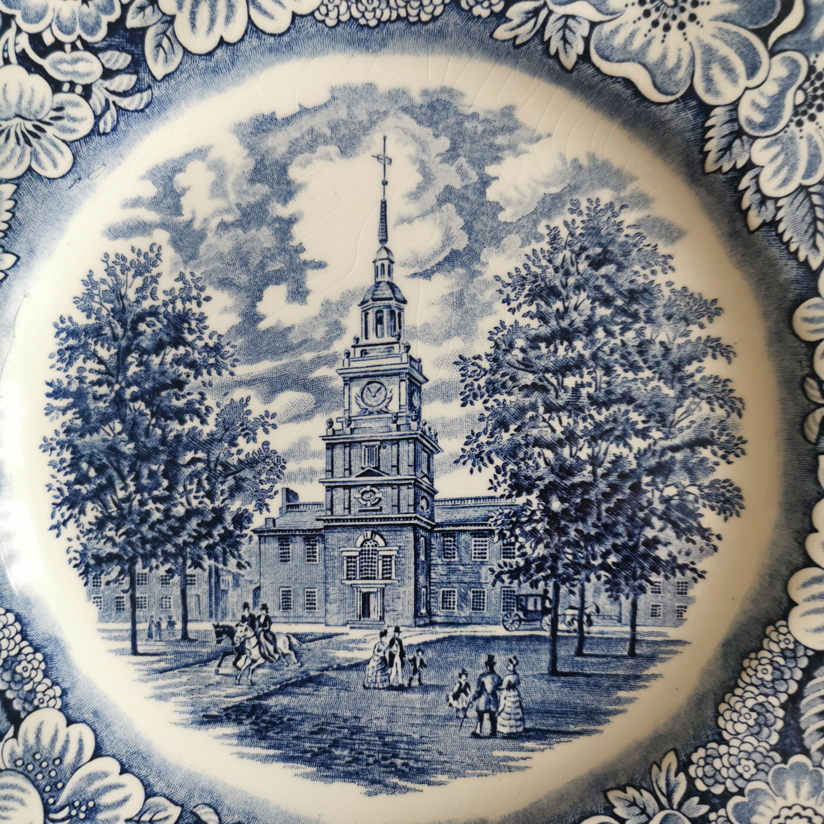 Antique Staffordshire Ironstone flat plate. “Liberty Blue” model. English manufacturing