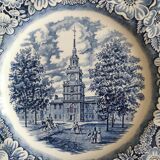 Antique Staffordshire Ironstone flat plate. “Liberty Blue” model. English manufacturing