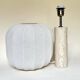 Travertine lamp with round linen shade