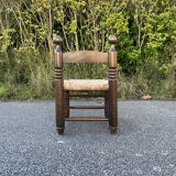 Small wooden and straw chair