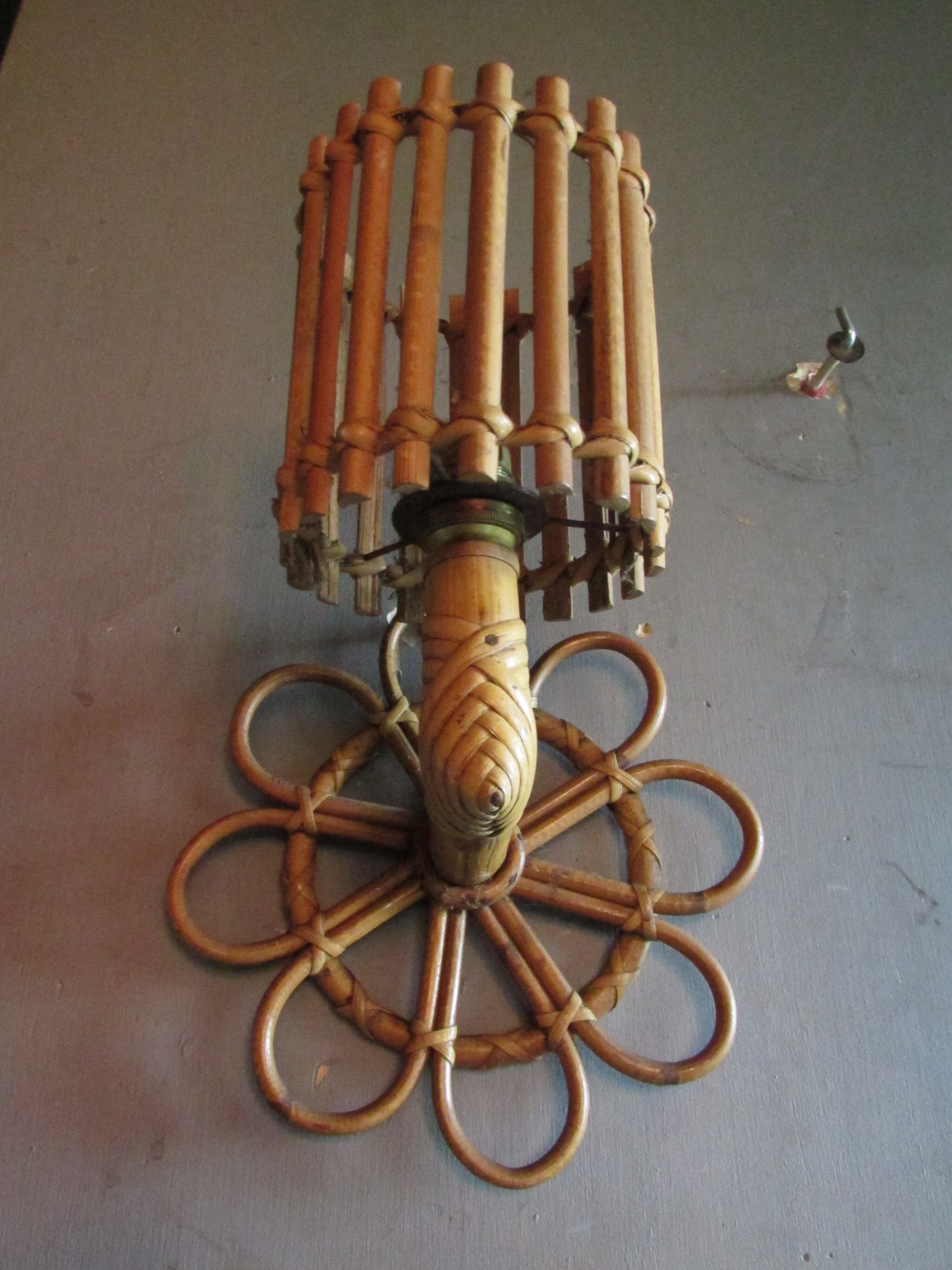 Louis Sognot rattan wall lamp