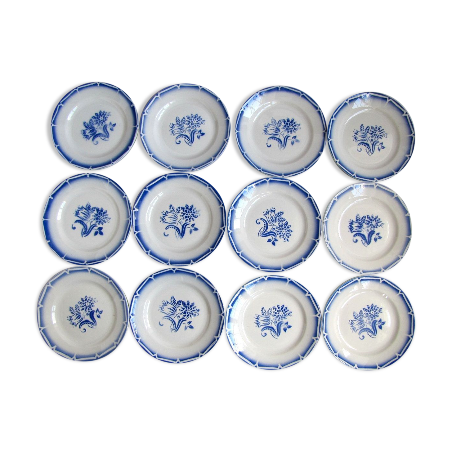 12 dessert plate decorated with earthenware in sarreguemines