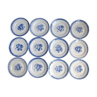 12 dessert plate decorated with earthenware in sarreguemines