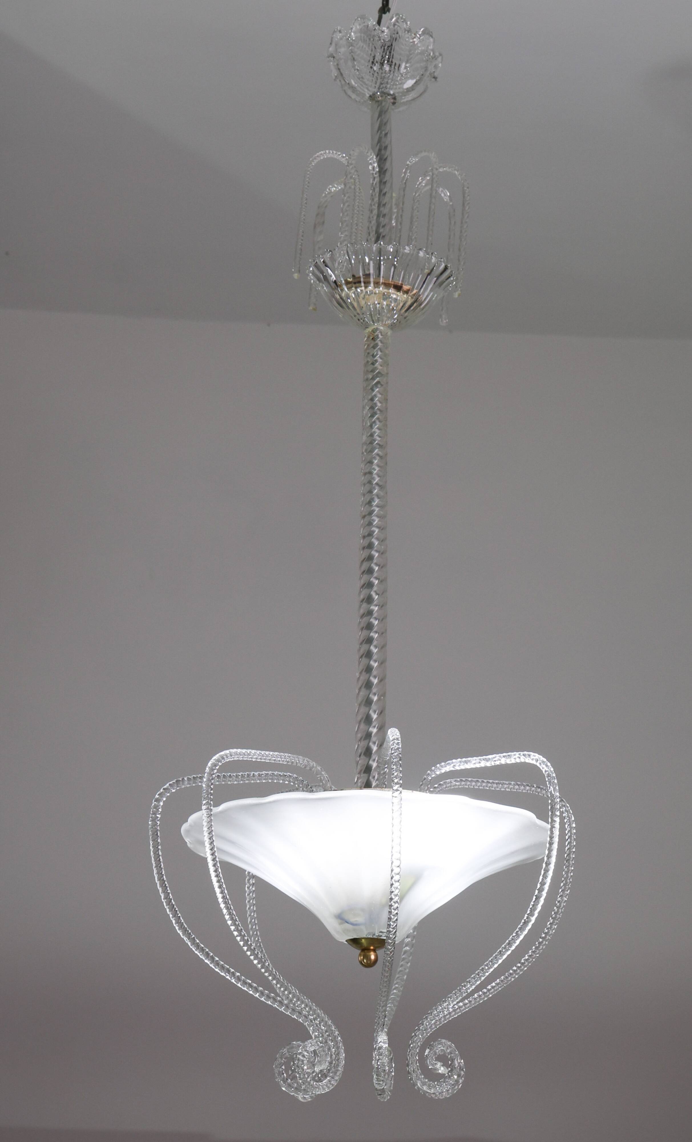 Art Decò Barovier e Toso "Fountain" Murano Glass Chandelier, 1950