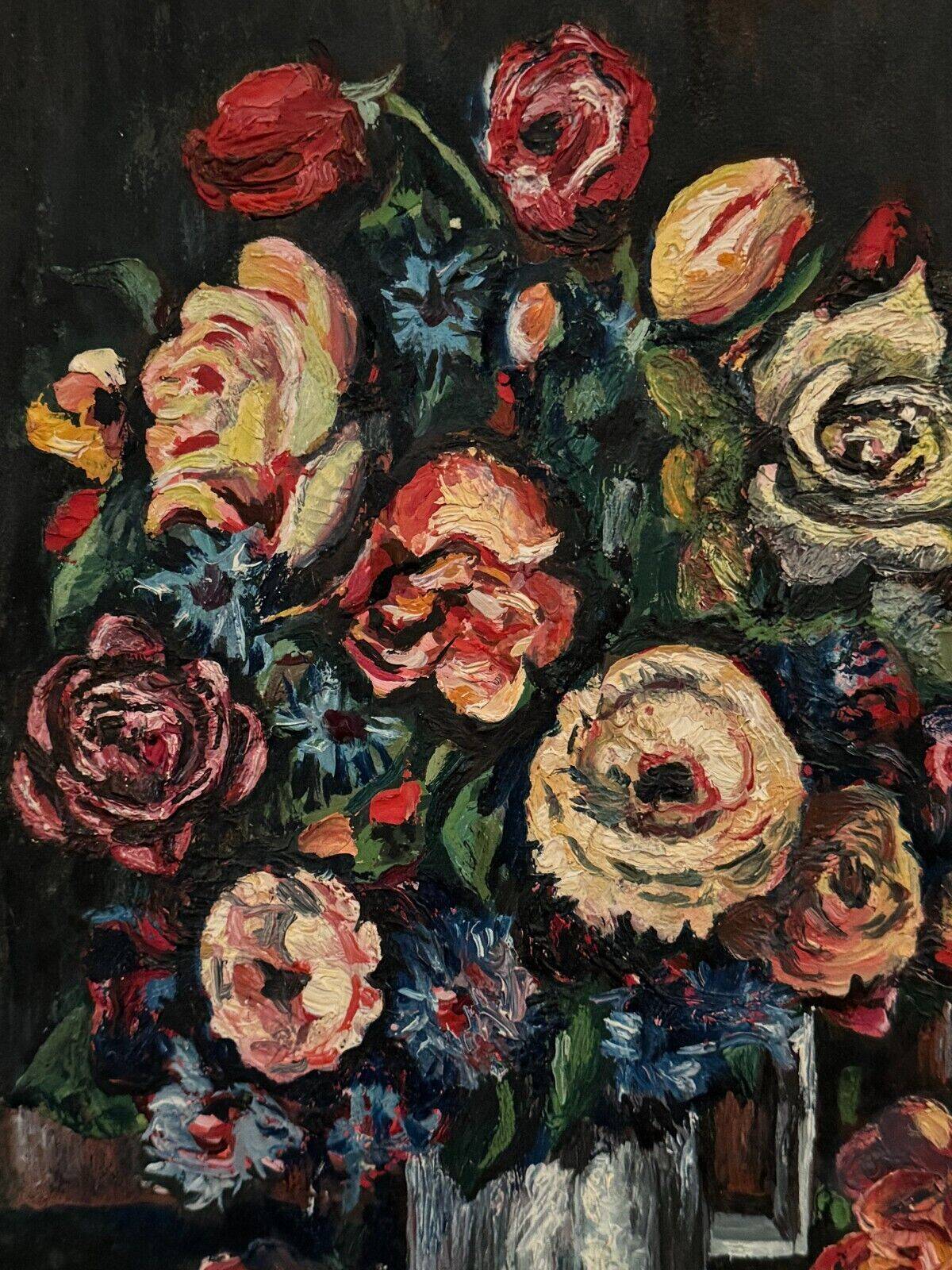 Oil on cardboard by JP Ducas still life with flowers 20th century