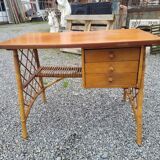 Vintage rattan desk from the 60s, 100cm L