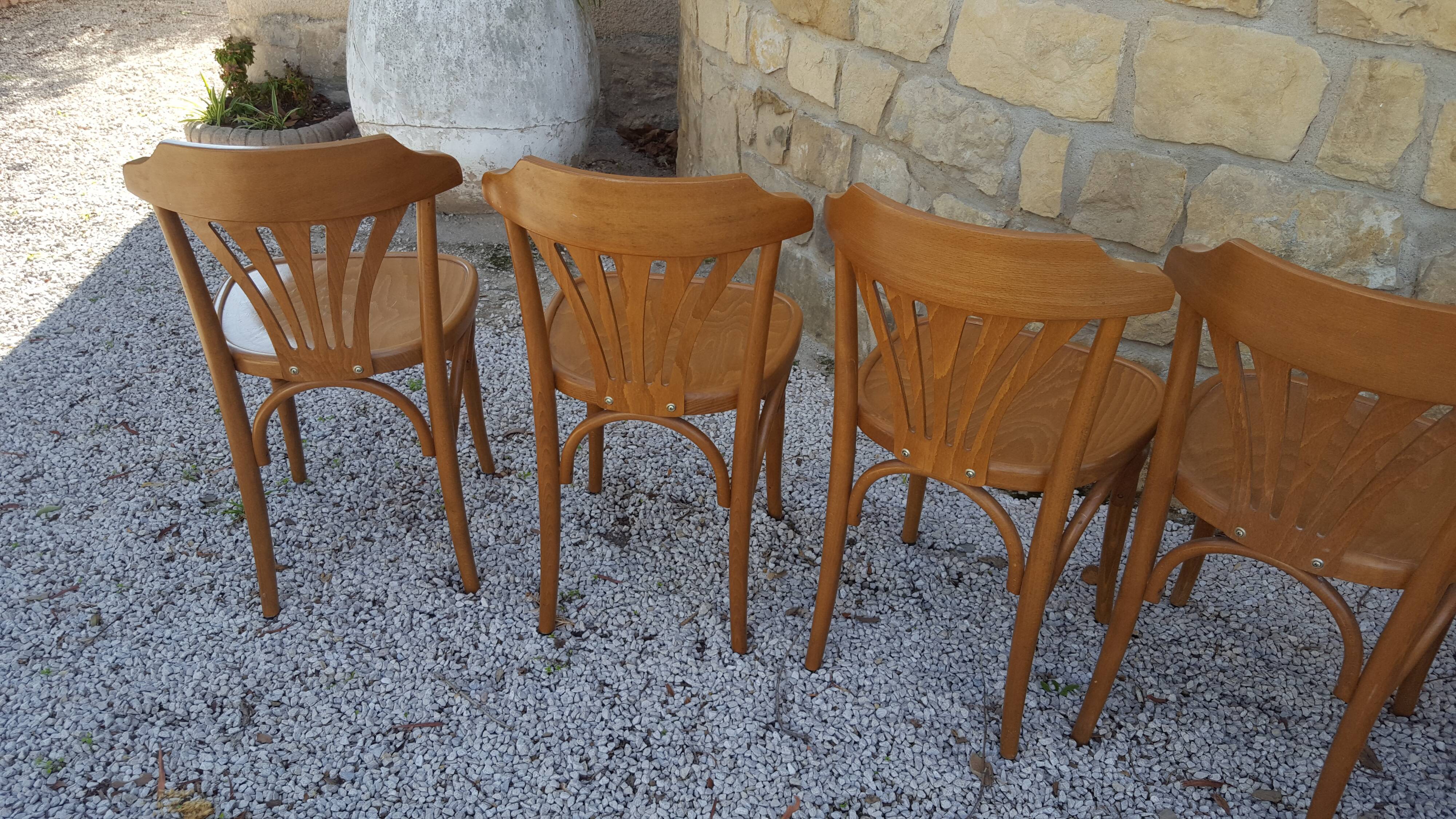 6 wooden bistro chairs
