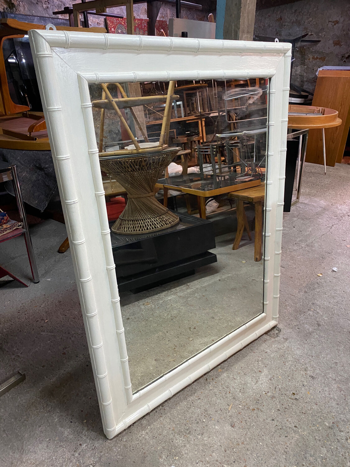 Wooden and bamboo mirror
