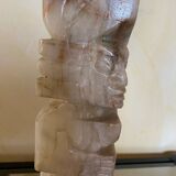 Carved onyx lamp – Pre-Columbian/Aztec style – Vintage