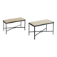 Set of 2 minimalist metal side tables with plaster-fiber tops
