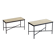 Set of 2 minimalist metal side tables with plaster-fiber tops
