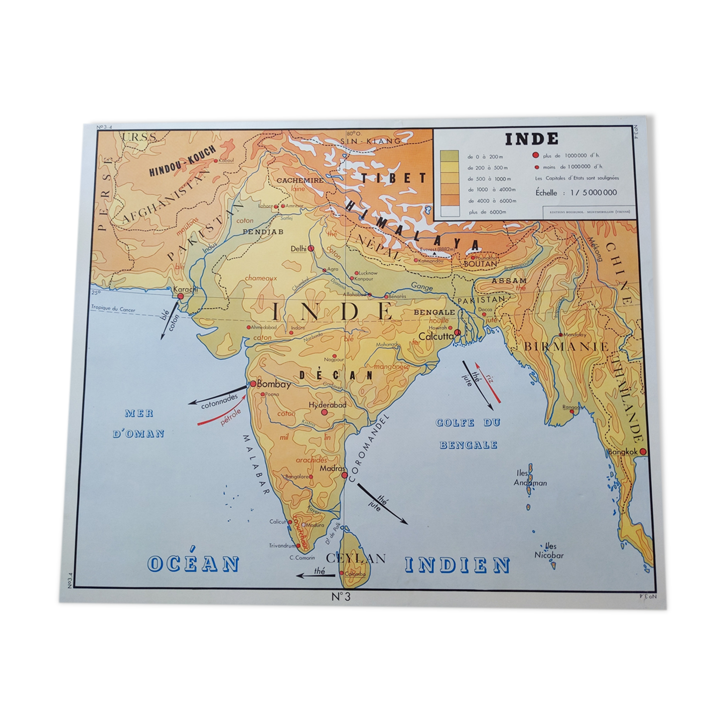 Old vintage school poster 60s nightingale map china