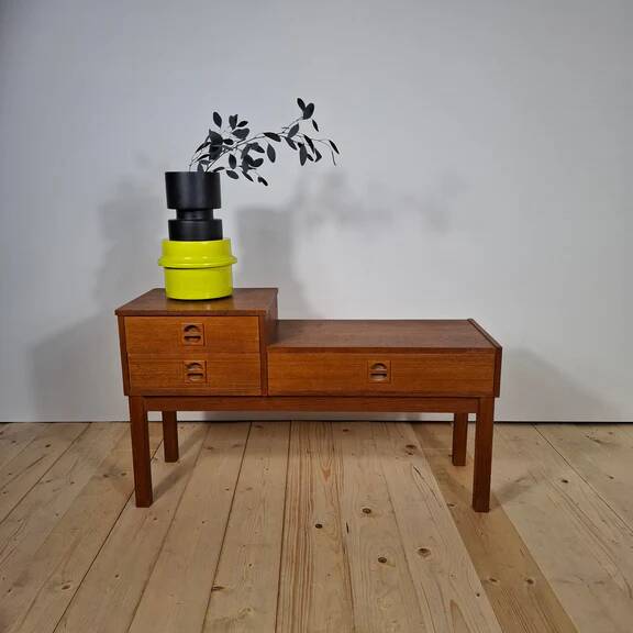 Mid-century teak bench with drawer | 1960s Danish design