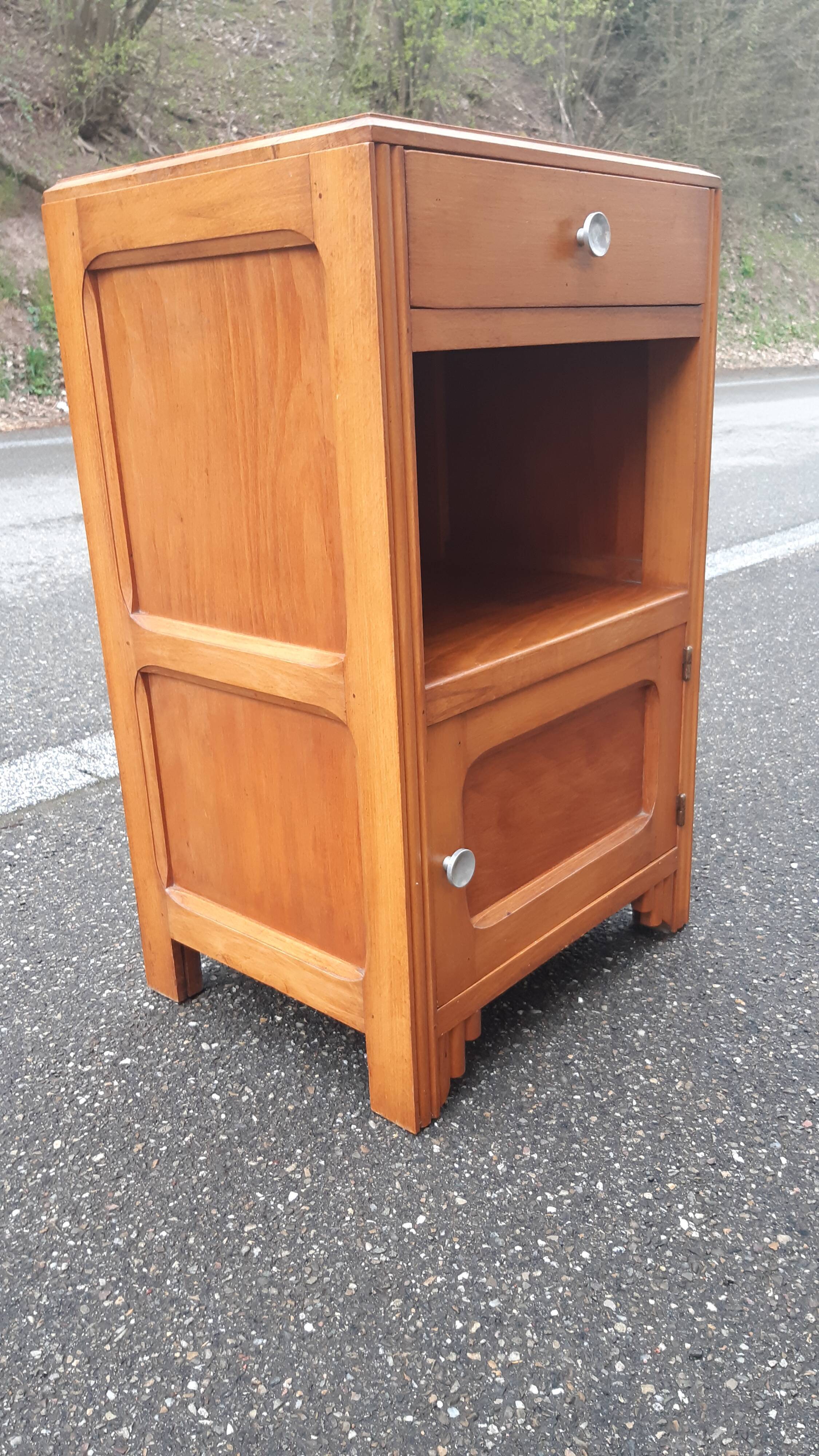 Golden oak 1950s bedside