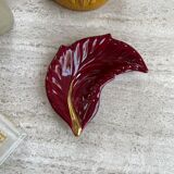 Plat feuille Vallauris rouge bordeaux
