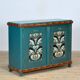 Original antique Swedish cabinet with blue-green folk style painting, dated 1906