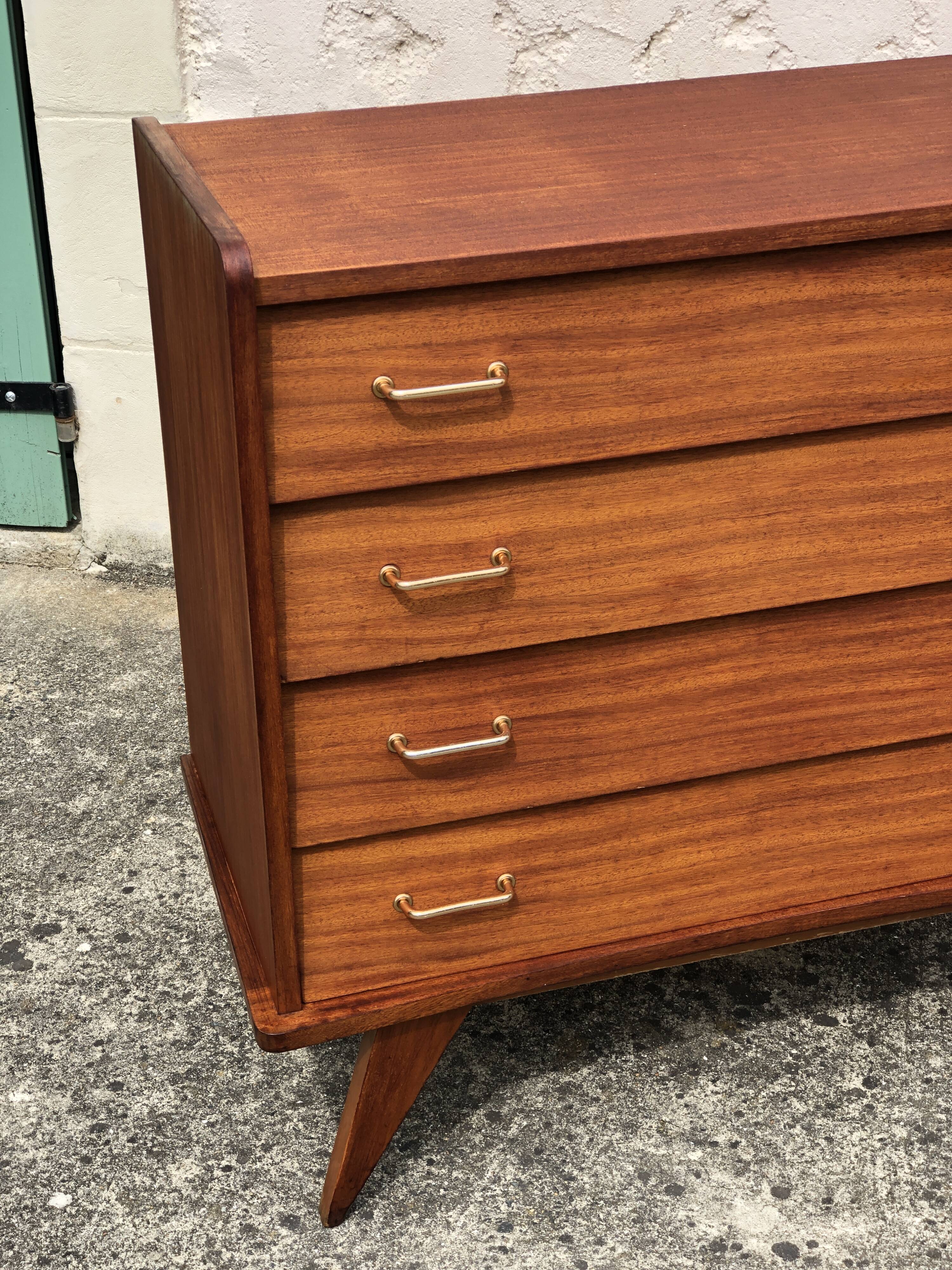 Commode vintage scandinave, pieds compas