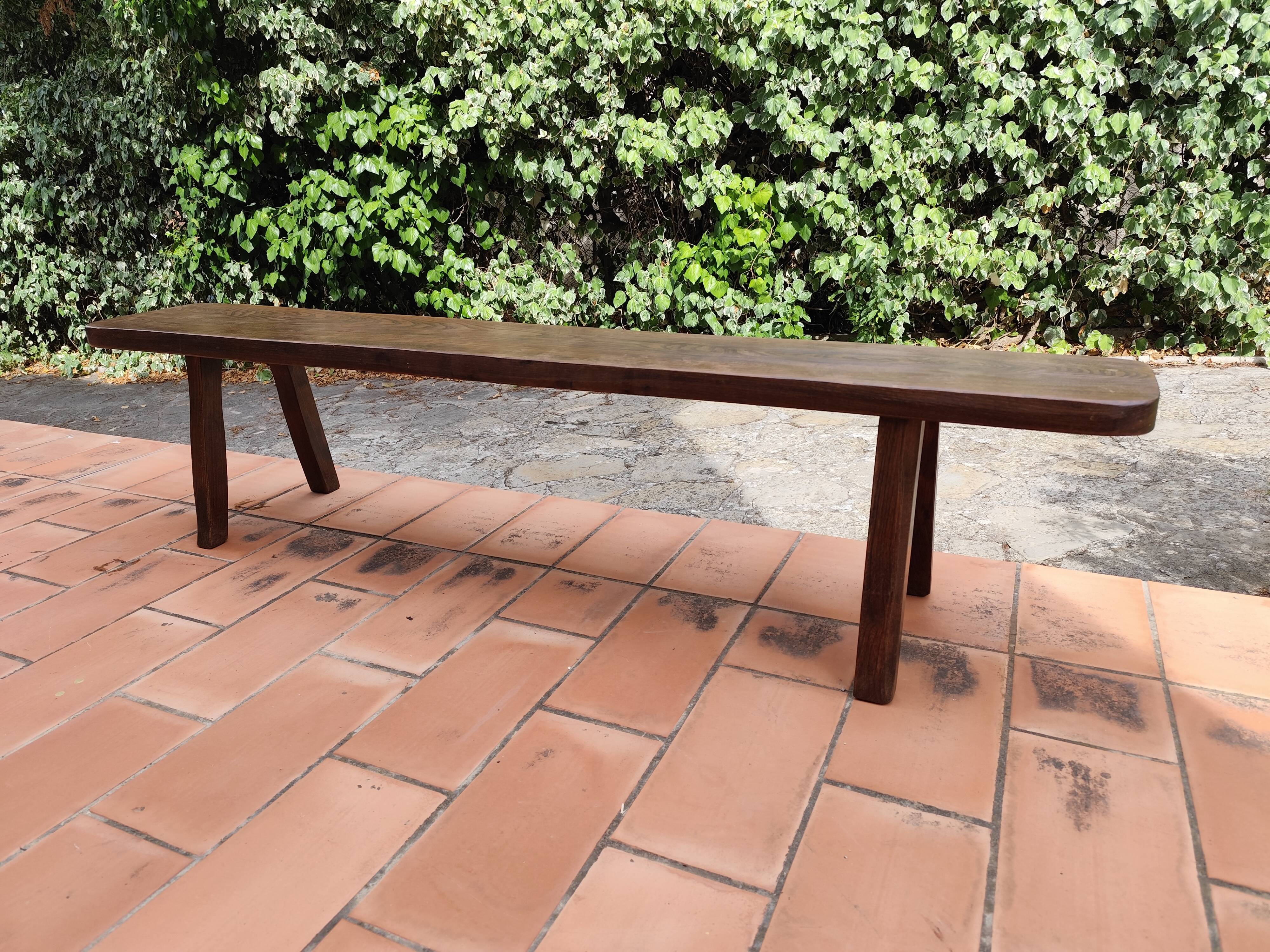 Olavi Hanninen bench solid elm brutalist vintage 1950