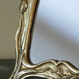 Table mirror Art Nouveau style in solid bronze 20x26cm