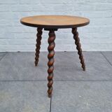 Wooden coffee table twisted tripod base
