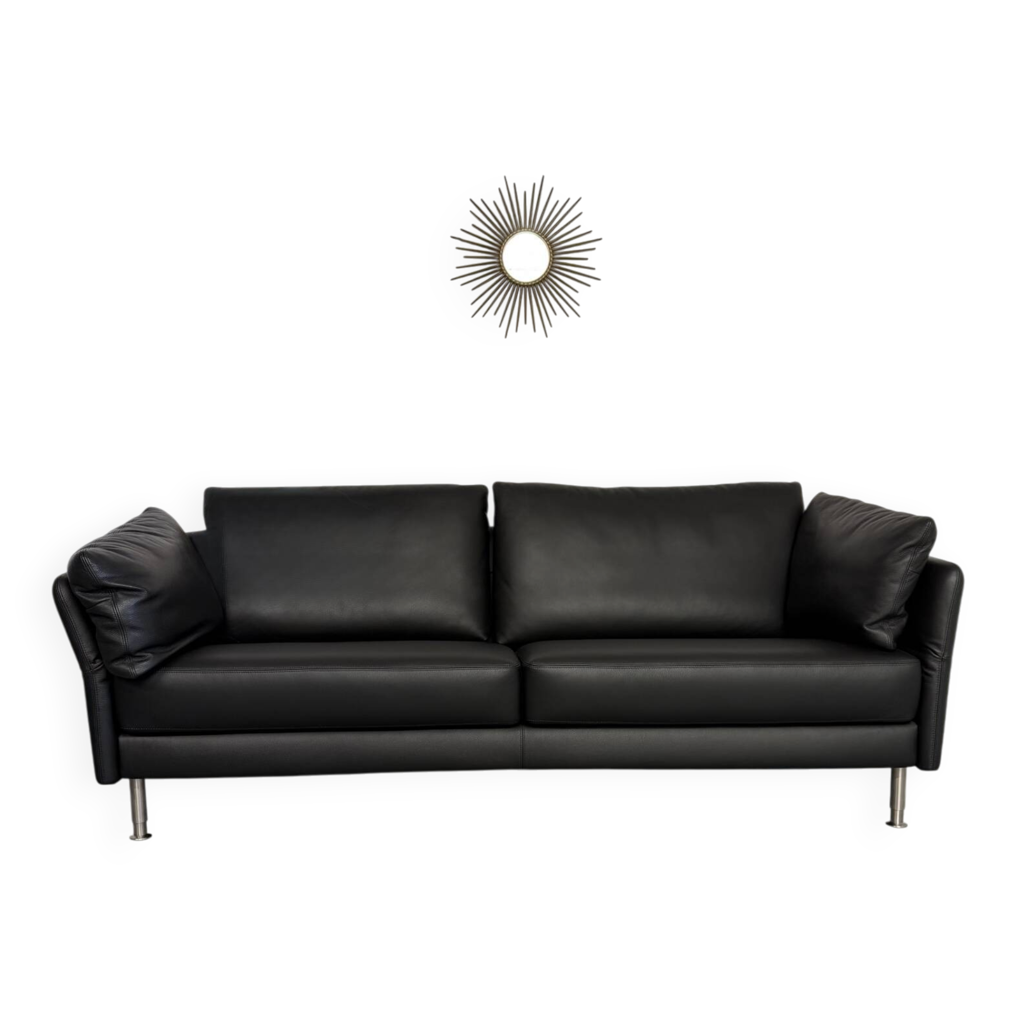 3-seater sofa Intertime I-Cielo black leather contemporary design