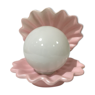 Iridescent pink shell lamp