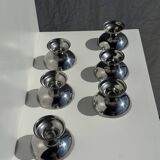 Set of 6 silver metal ice cream cups with small base D9 H5.5