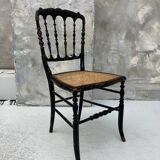 Napoleon III chair in blackened wood and cane