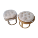 Paire de poufs en rotin et bambou