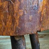 Brutalist tripod stool vintage folk art