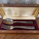 Antique Cutlery Fork & Spoon Silver Metal + Vintage Box Set #B337