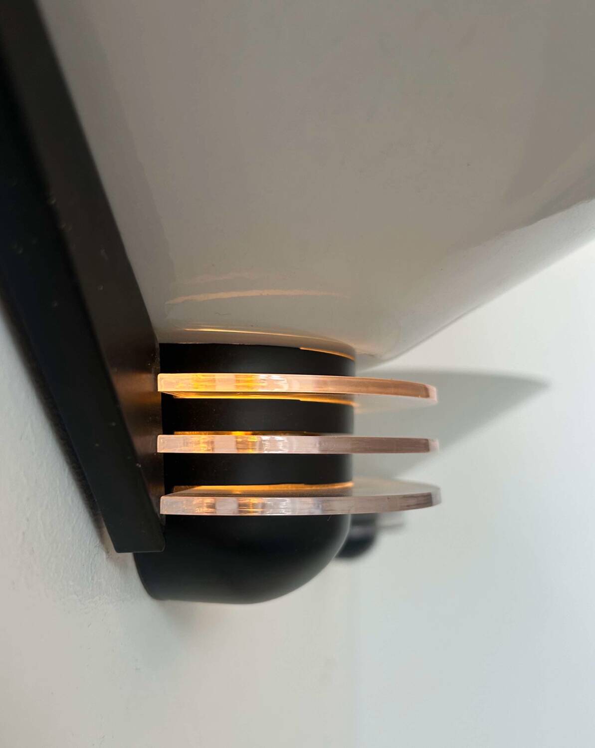 Pair of vintage wall lights, white lacquered metal, France 1980