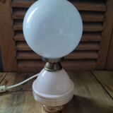 Lampe chevet base art déco rose globe opaline