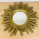Miroir soleil doré italien années 60 résine