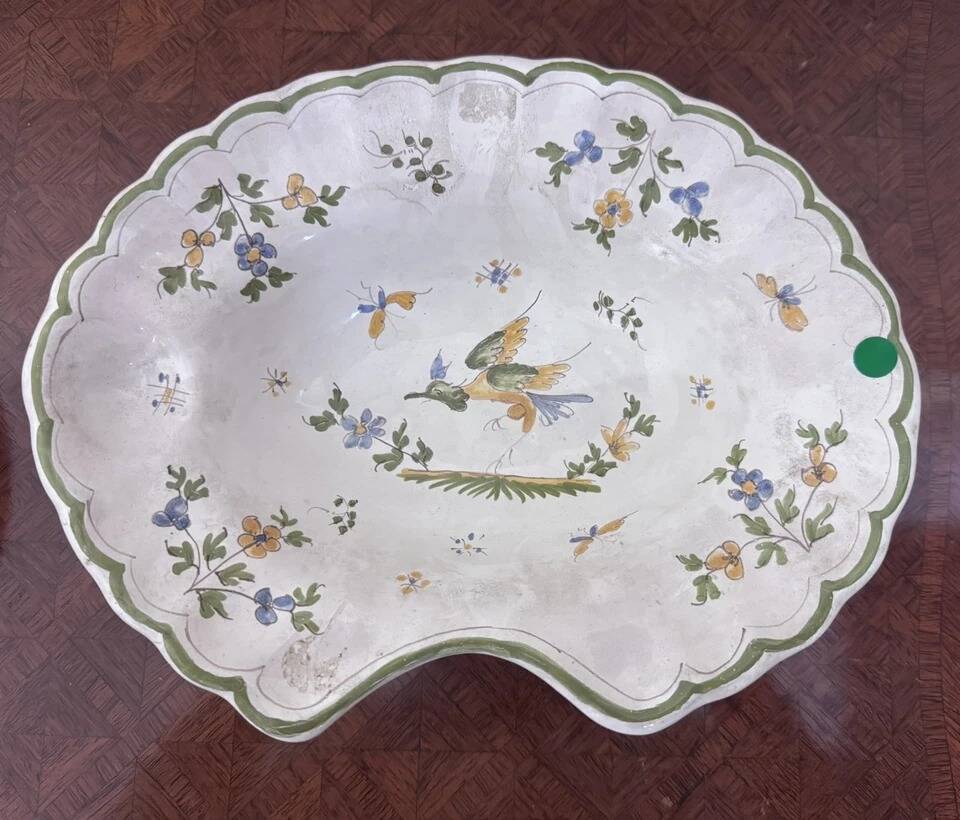 Two earthenware beard dishes – Moustiers and East of France