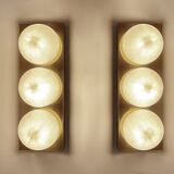 3 vintage limburg sconces, bronze gilded with fine gold, glass